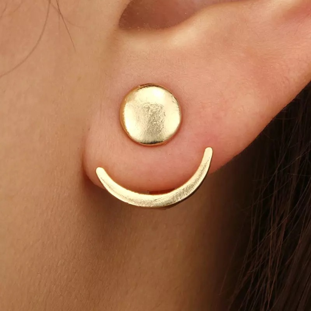 Gold Geometric Moon Earrings